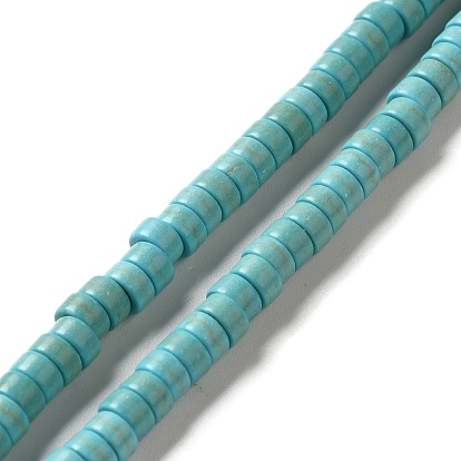 Synthetic Turquoise Dyed Beads Strands, Heishi Beads, Flat Round/Disc