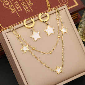 Fashionable Double-layered Shell Star Necklace Set N1172