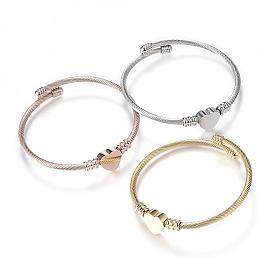 316 Surgical Stainless Steel Torque Bangles, Heart