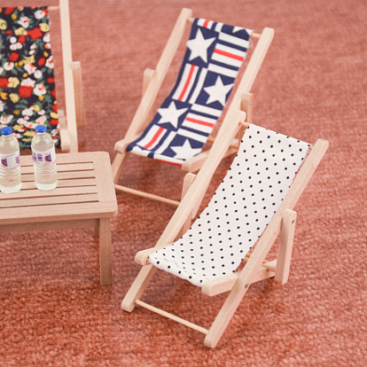 Wood Beach Chair Model, Dollhouse Toy for 1:12 Scale Miniature Dolls