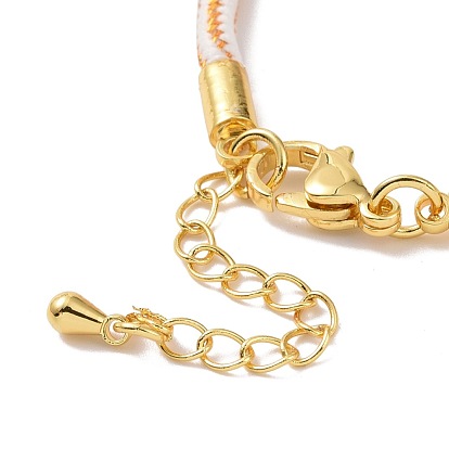 Nylon bracelets de cordon, pour la fabrication de bracelets à breloques connecteurs, avec fermoirs à pinces de homard dorés et rallonges de chaîne, plaqué longue durée, sans cadmium et sans plomb