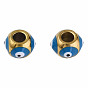 201 Stainless Steel Enamel Beads, Round with Evil Eye