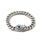 304 bracelet gourmette en acier inoxydable avec strass en cristal, fermoir mauvais œil en résine bracelet porte-bonheur pour hommes femmes