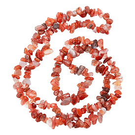 BENECREAT 3 Strand Natural Carnelian Beads Strands, Dyed & Heated, Chip