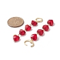 Glass Heart Tassel Dangle Leverback Earrings, Golden Brass Long Drop Earrings for Women