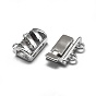 925 Sterling Silver Box Clasps, Multi-Strand Clasps, with 925 Stamp, Rectangle