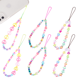 ARRICRAFT 6pcs 3 Styles Resin Beaded Mobile Straps, Mixed Shapes
