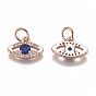 Brass Micro Pave Cubic Zirconia Charms, with Jump Ring, Long-Lasting Plated, Eye