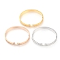 304 Stainless Steel Bangles, with Rhinestone and Natural Shell, Fan