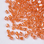 8/0 Two Cut Glass Seed Beads, Hexagon, Transparent Colours Luster