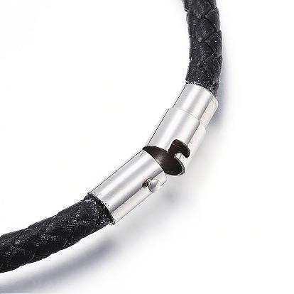 Création de bracelet tressé en cuir, avec fermoirs magnétiques en acier inoxydable