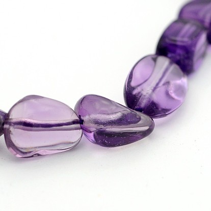 Natural Amethyst Bead Strands, Tumbled Stone, Nuggets, 5~19x4~9x3~9mm, Hole: 0.5~1mm, about 15.7 inch