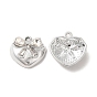 Clear Glass Pendants, Rack Plating Alloy Findings, Nickel Free, Heart with Bowknot Charms