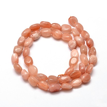 Natural Sunstone Nuggets Beads Strands, Tumbled Stone, Dyed, 5~10x6~7x3~7mm, hole: 1mm, about 14.9 inch ~15.7 inch