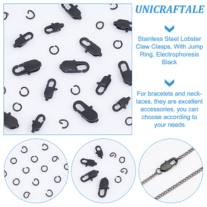Unicraftale 16 шт 4 стили 304 застежки в виде лобстера из нержавеющей стали, с 16шт 304 открытыми соединительными кольцами из нержавеющей стали