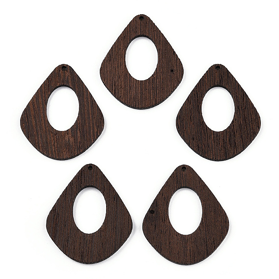 Pendentifs en bois de wengé naturel, non teint, breloques en forme de larme creuse