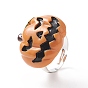 Регулируемое кольцо из смолы на тему Хэллоуина, серебряные латунные украшения для женщин