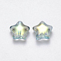 Perles de verre peintes par pulvérisation transparent, de couleur plaquée ab , étoiles