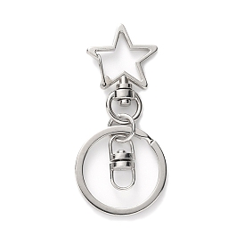 Star Alloy Keychain Clasps, with Iron Swivel Clasps