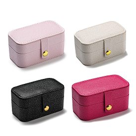 PU Imitation Leather Jewelry Box, Portable Travel Jewelry Organizer Case with Velvet Findings, for Earring, Ring, Bracelet Storage, Rectangle