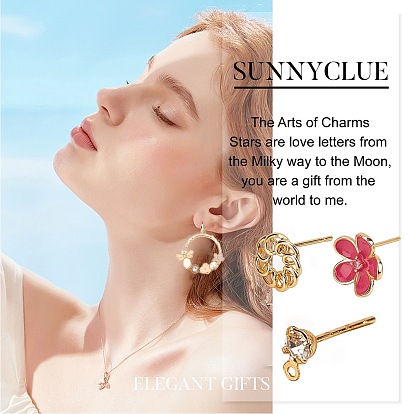 SUNNYCLUE DIY Earrings Making Kits, with Alloy Enamel Pendants and Real 18K Gold Plated Brass Stud Earring Findings