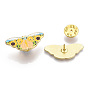Butterfly with Sunflower Enamel Pin, Alloy Badge for Backpack Clothes, Golden