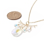 Teardrop Glass Pendant Necklace, Brass Jewelry for Woman