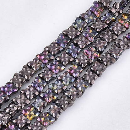 Electroplate Glass Beads Strands, Flower