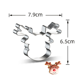 DIY 430 Stainless Steel Christmas Deer Head-shaped Cutter Candlestick Candle Molds, Fondant Biscuit Cookie Cutting Mould