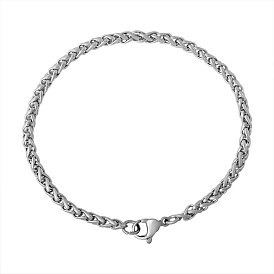 316 Surgical Stainless Steel Wheat Chain Bracelets, with Lobster Claw Clasps