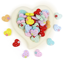 Heart Food Grade Eco-Friendly Silicone Beads, Chewing Beads For Teethers, DIY Nursing Necklaces Making