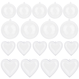 Transparent Plastic Big Pendants, Heart & Round