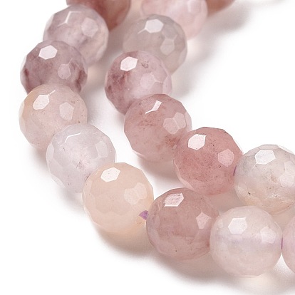 Perles naturelles de quartz brins, à facettes (128 facettes), ronde
