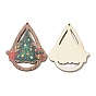 Grands pendentifs en bois imprimés de noël à face unique, Breloques en forme de larme avec arbre de Noël