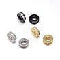 Brass Micro Pave Cubic Zirconia Large Hole European Beads, Flat Round, Lead Free & Cadmium Free & Nickel Free, 9x3.5mm, Hole: 4mm