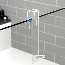 Crochets de porte de douche en acrylique, Crochets de porte étendus pour porte de douche en verre sans cadre de salle de bain, crochets à serviettes robustes