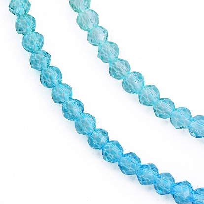 Chapelets de perles en verre transparentes  , perles multicolores segmentées, ronde à facettes