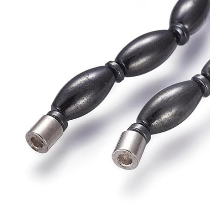 Magnétiques colliers de perles d'hématite synthétique, avec fermoir magnétique