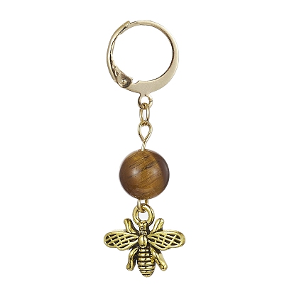 Décoration pendentif abeilles en alliage, avec perle en pierres précieuses naturelles et synthétiques et fermoir en acier inoxydable