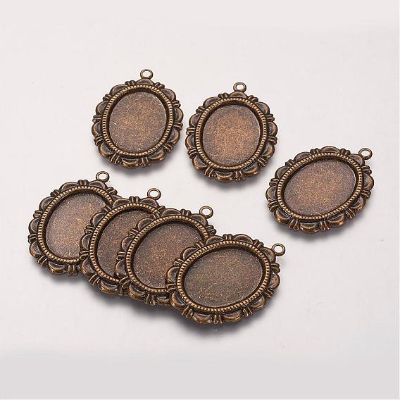 Ensembles de pendentif de cabochon en laiton, diy accessoires pour la fabrication de bijoux, ovale, 20x28x1mm, Trou: 2mm, Plateau: 13x17.5 mm