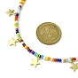 304 Stainless Steel Star Charms Bib Necklace with Glass Seed Beaded Chains
