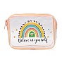 Bolsas de cosméticos de PVC transparente con patrón de arco iris bohemio, bolso de mano impermeable, neceser para mujer