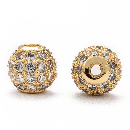 Brass Cubic Zirconia Beads, Round