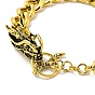 Men's Alloy Curb Chain Bracelet with Dragon Head Clasp, Punk Metal Jewelry