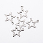 304 Stainless Steel Charms, Hollow Star