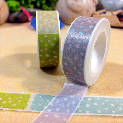 Polka Dot Pattern DIY Scrapbook Decorative Paper Tapes, Adhesive Tapes, 15mm, 10m/roll