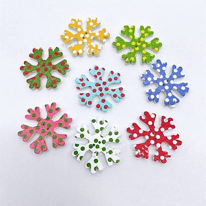 Christmas Snowflake Wooden Buttons, 2-Hole, Garment Accessories