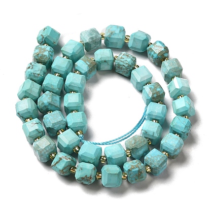 Natural Howlite Beads Strands, Dyed, Faceted, Cube