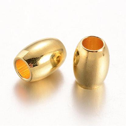 Barrel Brass European Large Hole Beads, 9x7mm, Hole: 4mm