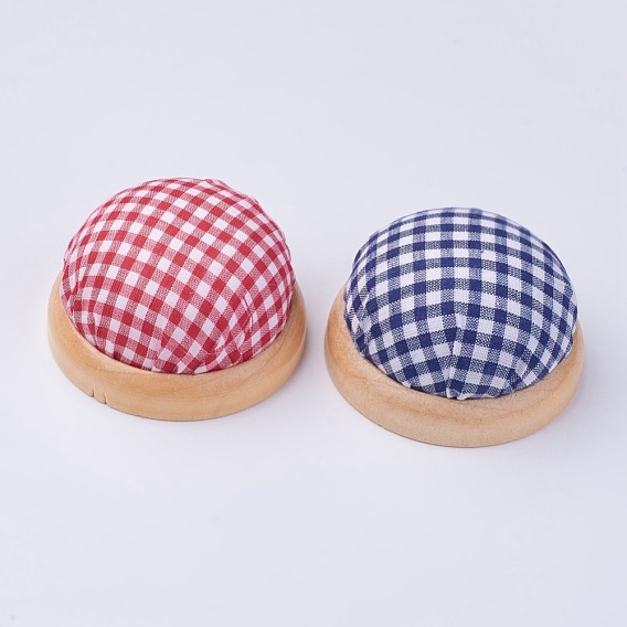 Cloth Needle Pin Cushions, with Wood and Foam inside, Half Round/Dome